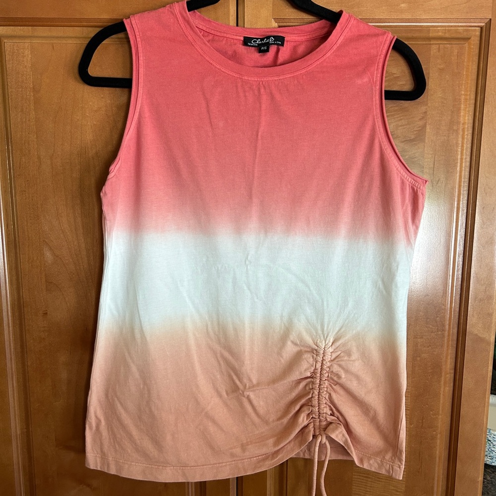 CHARLIE B Coral and White Ombre Tank Top